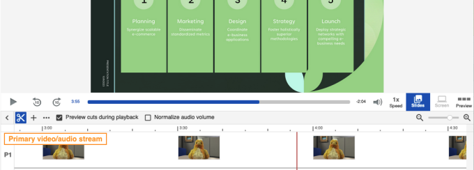slide with area to trim. 