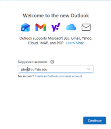 enter your UBITName followed immediately by @buffalo.edu and click Continue. 
