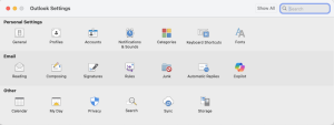 Zoom image: Click Outlook > Setting