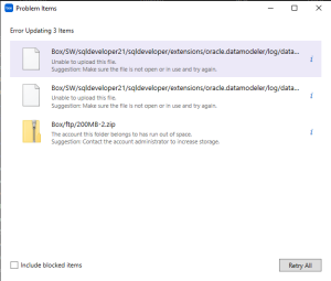 "Run out of space" error. 