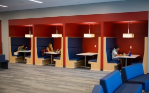 Students share a screen in a Collaborative Learning Space. 