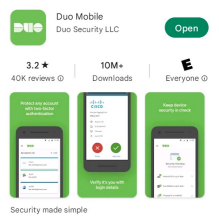 Zoom image: Duo Mobile, as it appears in Google Play Store. 