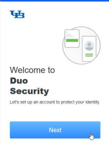 Welcome to Duo Security screen, click Next. 