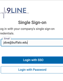 Zoom image: Enter your complete @buffalo.edu email address in the Email field,, and click Login with SSO