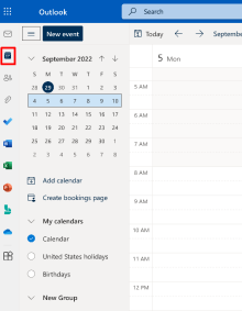 Zoom image: select the calendar icon