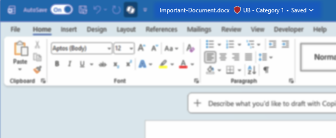 When opening a file with sensitivity labels it will display a banner with the type of sensitivity label.