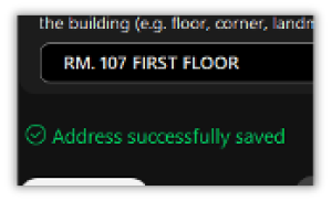 Zoom image: Address successfully saved will appear