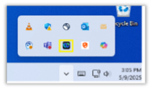 Zoom image: Click the caret in the task bar and select the Webex app