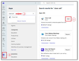 Click Open after you search for Cisco Call. 