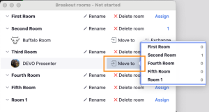 Select the person in the room that you want moved, click Move to> and select the new room. 