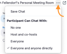 select the three dot menu and choose the desired group participant can chat with. 