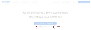 Zoom image: Switch to new account