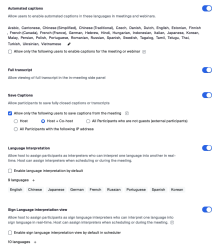Check automated captions to show transcript on the side panel in-meeting. 