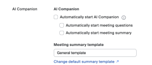 AIC you can choose to automatically start the AI Companion questions and/or meeting summary. 