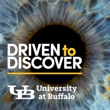 Driven to Discover icon featuring a extream close up of a human eye.