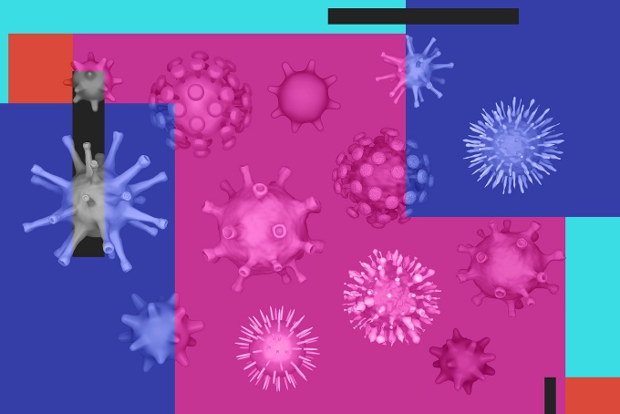 Graphic depicting a virus. 