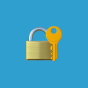lock emoji on a blue background. 
