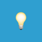 light bulb emoji on a blue background. 