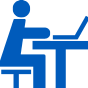 Icon of a student on a laptop. 