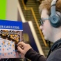 student participates in a focus group activity. 