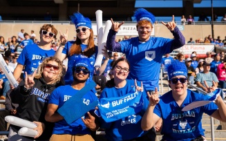 UB students in the stands of UB Stadium. 