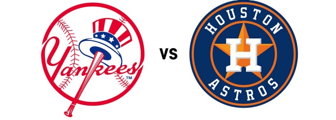 New York Yankees and Houston Astros logos. 