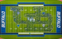 New students form the 2021 interlocking UB. 