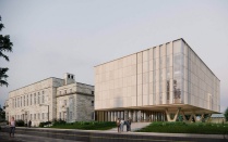 Zoom image: Exterior rendering of the renovated Clark Hall.