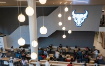 Zoom image: New UB Spirit Mark in the Student Union. 