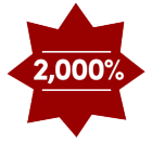 The number 2000% in a red star. 