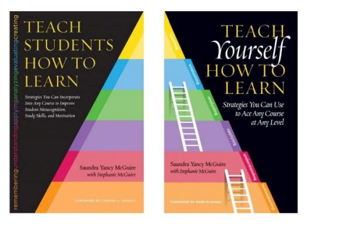 two book covers, teach students how to learn and teach yourself how to learn. 