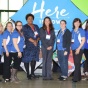 Members of the Women in STEM Cooperative post for a photo in the Student Union. 