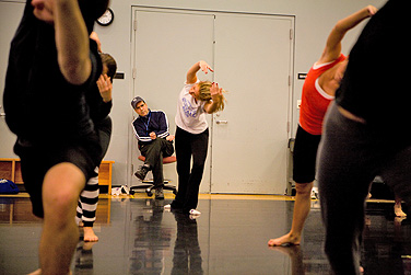 Elliot Caplan observes a dance class in the Center for the Arts.