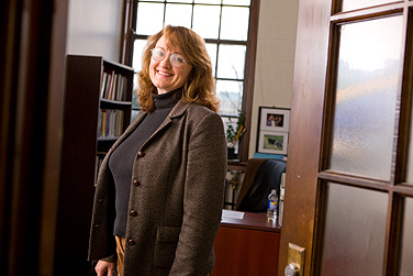 Sue Winton, who joined the Graduate School of Education faculty this fall, says she�s come to believe that every decision you make is a policy decision. Photo: NANCY J. PARISI/>
		<p class=